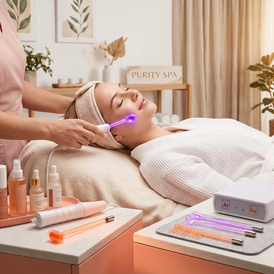 High Frequency Wand in skincare routine setting