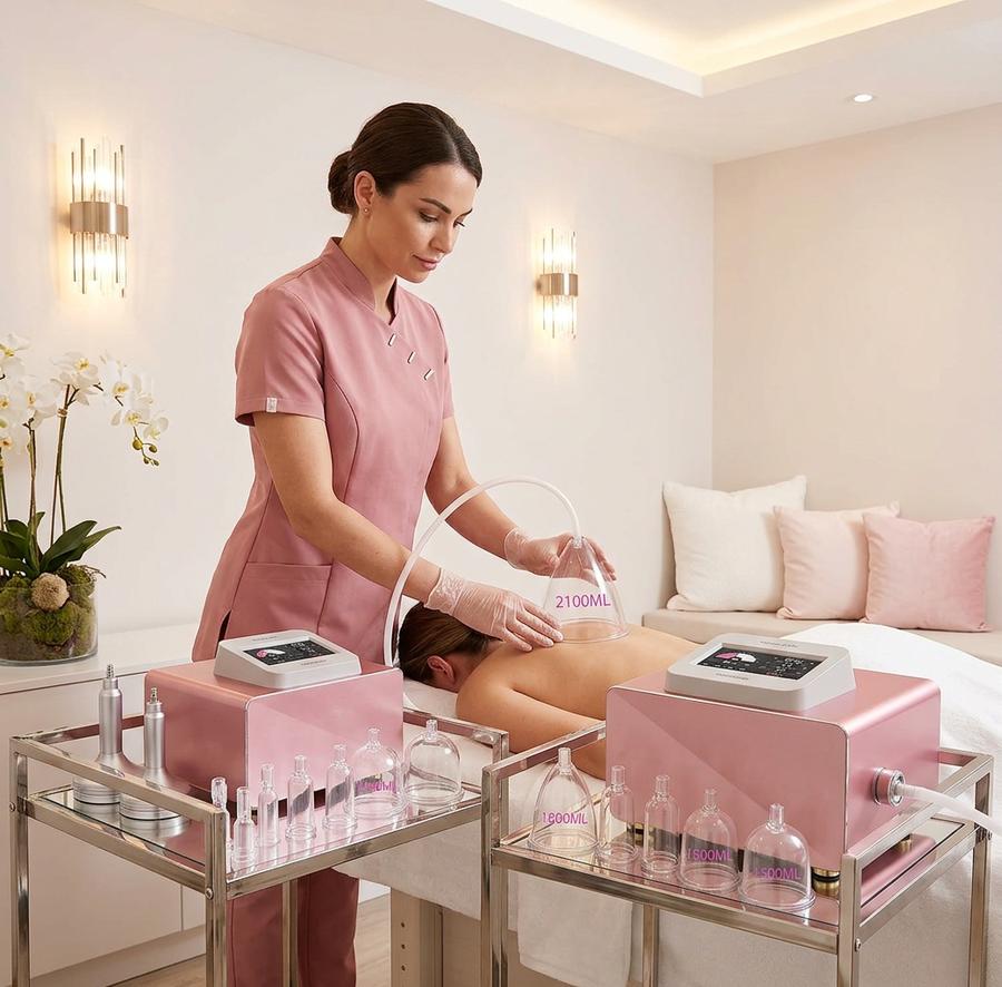 Complete vacuum therapy system with 24 cups