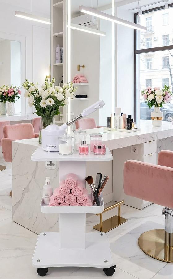 Beauty trolley cart in professional salon